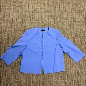 Kasper Periwinkle Collarless Cropped Jacket